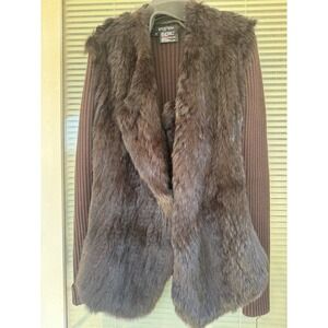 Vintage Rabbit Fur Sweater Women's Small Brown Jacket Etcetera NWT